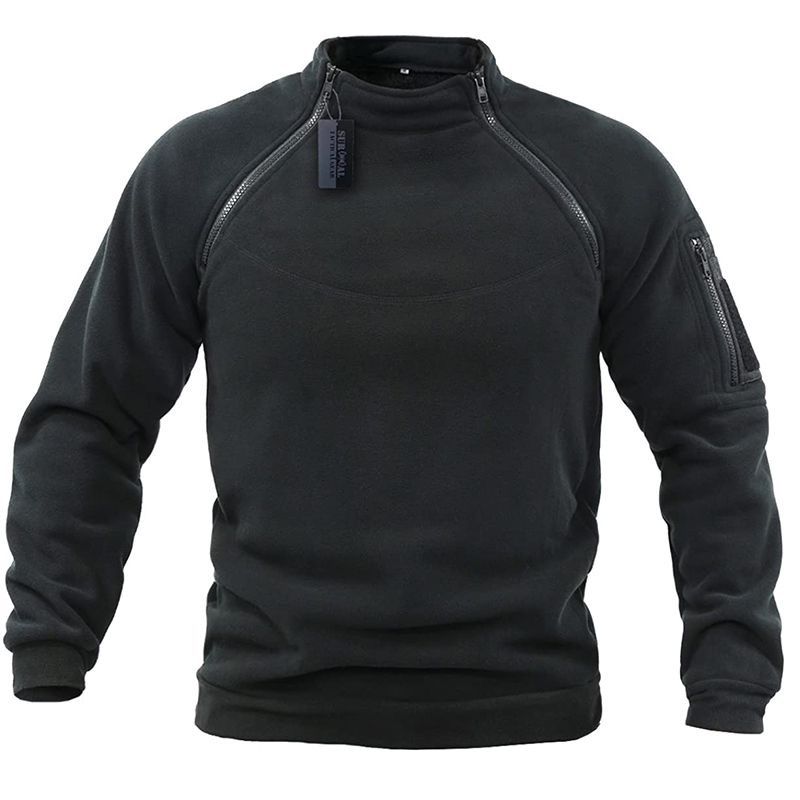 Gl Discount Mall Lente Heren Trui Jas Warm en Ademend Zijrits Fleece Pullover 3XL zwart