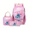3 Stück Lilo Stitch Angel Rucksack Kinder Jungen Mädchen Schultasche Brottasche Federmäppchen