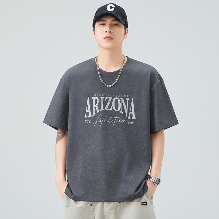 New Summer Short-sleeved T-shirt for Men Loose Round Neck Five-point Sleeve T-shirt Casual Japanese Retro