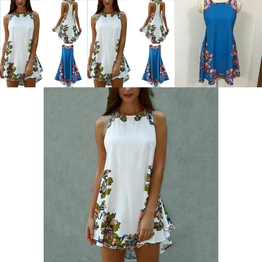 Elegant Sexy Vest Skirt Sleeveless Short Skirt Printed Flower Casual Dress For Women S-xxl