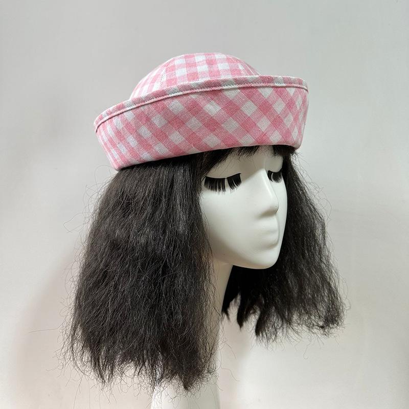 Japanese Striped Fisherman Hat Women Flipped Brim Boater Cap Korean Style Spring Autumn Sun Hat Cute Outdoors