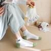 5 Pairs of Women's Pure Color Spring Summer Thin Embroidered Short Tube Boat Socks