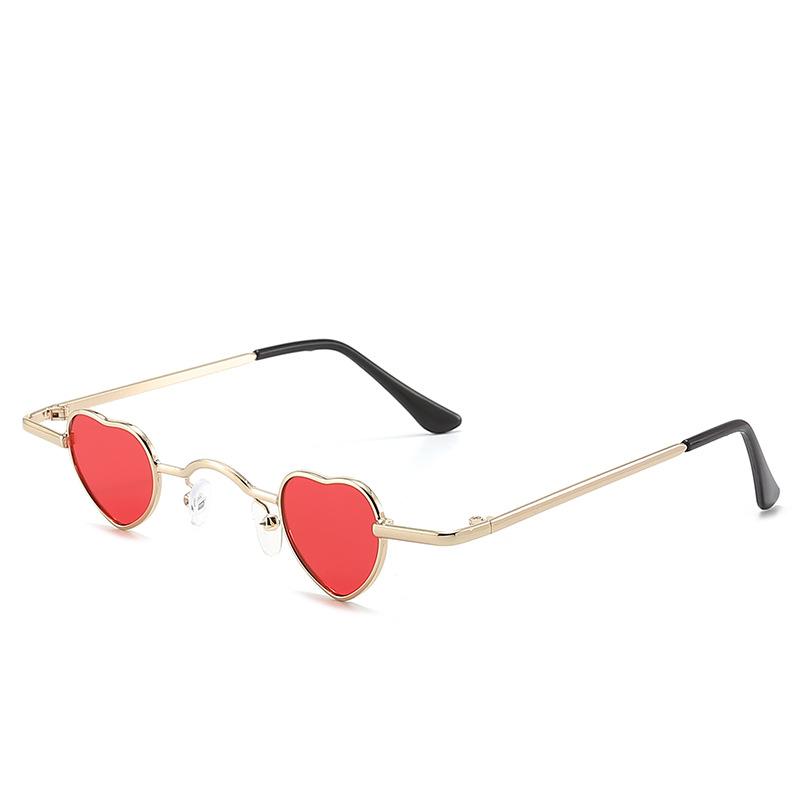 

Sweet Cool Heart Metal Thin Frame Sunglasses For Women, Mini Heart Shape & Face Slimming For Streetwear Styling 1084 красный