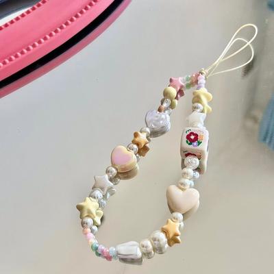 Handy-Armband Anhänger Niedliche Vanillefarbe Gelber Stern Lanyard Mädchen Schlüsselanhänger Anti-Drop Kamera Dekoration Armband Kette