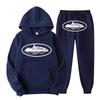 Unisex Hooded Sweatshirt Pants Set With Graphic Print Casual Sportswear
