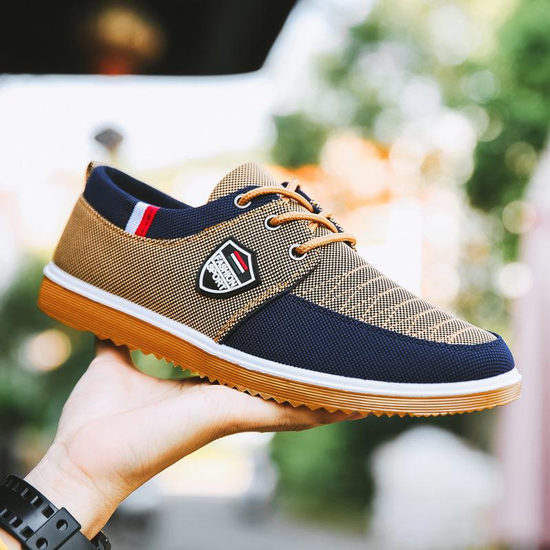 2025 Men's Breathable Canvas Lace-up Casual Shoes for Middle-aged and Elderly