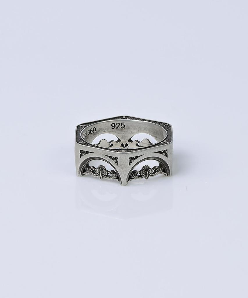 Address669 Structure Silver Ring #7