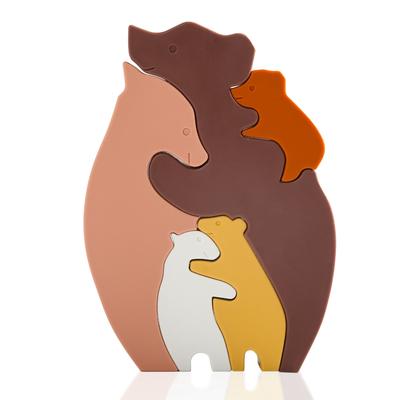 1Set di blocchi di silicone di coniglio giocattoli educativi Montessori per bambini per bambini puzzle di animali creativi giocattoli impilabili giochi di costruzione