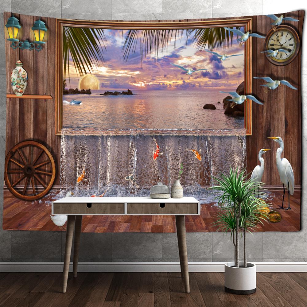 

3D печать пейзажная живопись гобелен настенный психоделический хиппи тапиз богемный стиль эстетика комнаты домашний декор 230x180cm