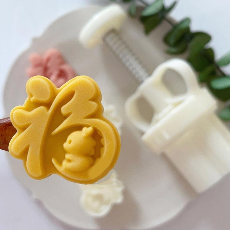 MidAutumn Festival Mooncake Makers Fu Character Moon Cake Mold Cookie Stamps DIY Hand Press Cookie Dessert Cutters