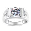 Men's GRA Moissanite Diamond Ring, PT950 Plated, S925 Sterling Silver, Simple Fashion Design.