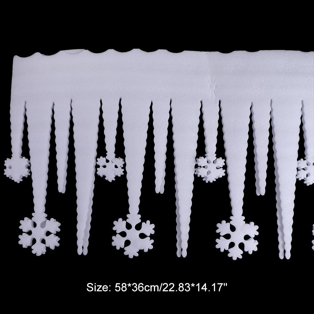 2pcs/bag Home Decor Festival Ice Strip White Snowflake Christmas Party Decoration Window Ornament