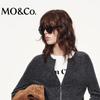MO&Co. Women's Round Neck Cropped Zip Cardigan