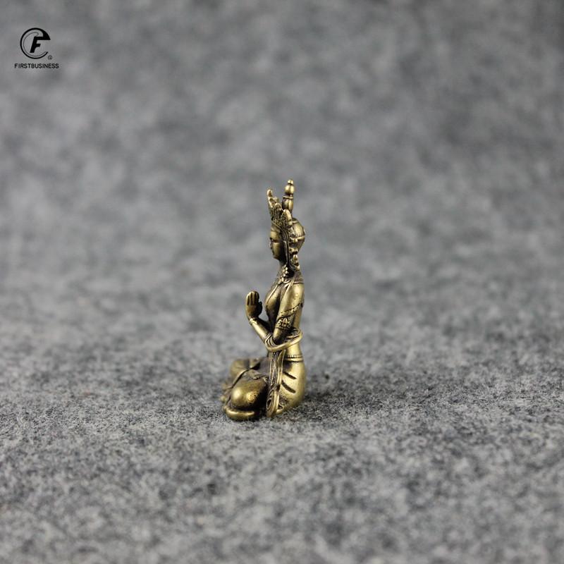 Solid Copper Mini Guanyin Buddha Statue Living Room Decorations Feng Shui Miniatures Figurines Home Decor Car Ornaments Crafts