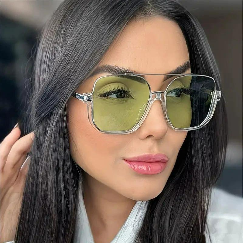 Vintage overdimensjonerte solbriller Mote Menn Kvinner Square Shades Briller Trendy Ins Populær merkevaredesign UV400 Solbriller