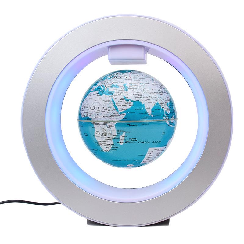 Levitating Globe Ornament: High-Tech Decorative Souvenir for Living Room, Perfect Gift for Birthdays & Graduations. English Macaron Blue Globe (4 inch)