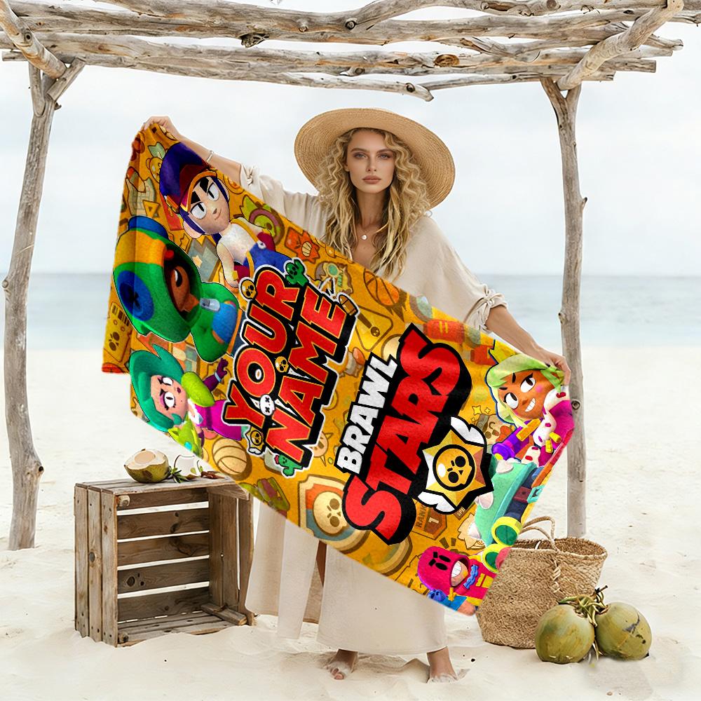 Supercell Customizable Name Beach Towel Super Soft & Absorbent Suitable for Sports Travel Swimming Yoga Bathroom Beach And Pool