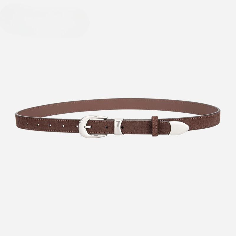 Fashion Belt Women's Korean Style Matte Reverse Velvet Versatile Jeans Decoration Personalized Retro Fashionable Genuine Leather Belt for Women