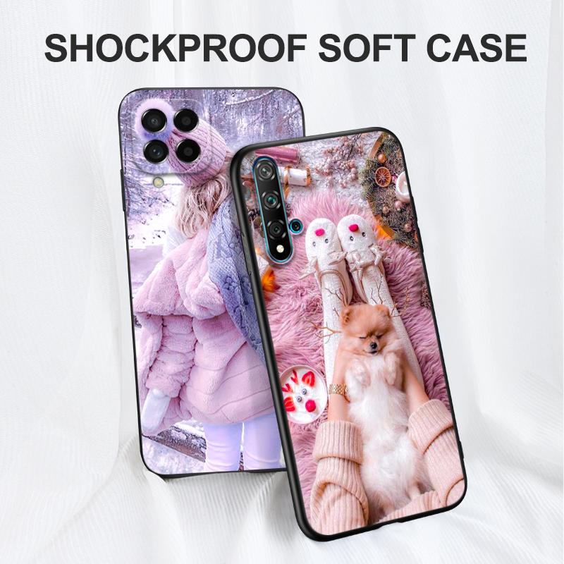 Husă TPU Neagră Pentru Huawei Y9S Y6S Y8S Y5P Y7P Y8P y7 Y5 lite Prime 2018 Y6 2019 Husă fată de iarnă Crăciun