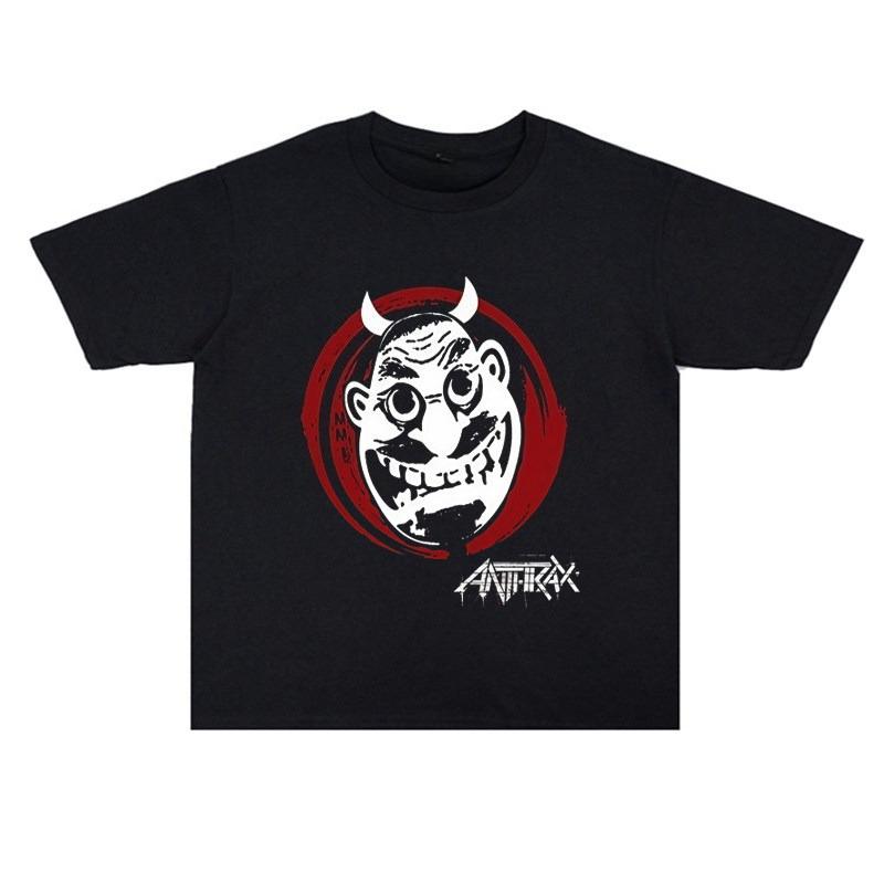 Printed Rock Anthrax Band Album Heavyweight ShortSleeved TShirt Loose Vintage American Style Loose Fit M