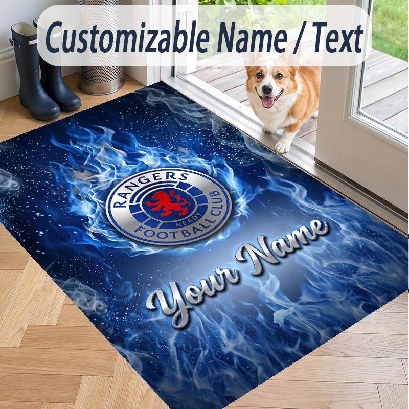 Custom Text Printed Rug Rangers FC Non Slip Floor Carpet For Home Room Decor