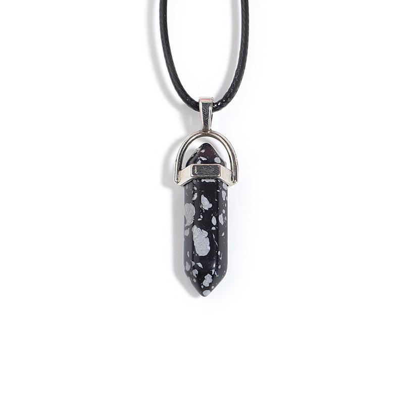 1Pc Hexagon Pillar Stone Necklace Bullet Pendant Choker Necklace Fashion Jewelry Gift
