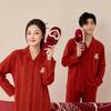 Wedding celebration red pair of cotton slippers antibacterial winter new wedding bride dowry couple hairy cotton drag