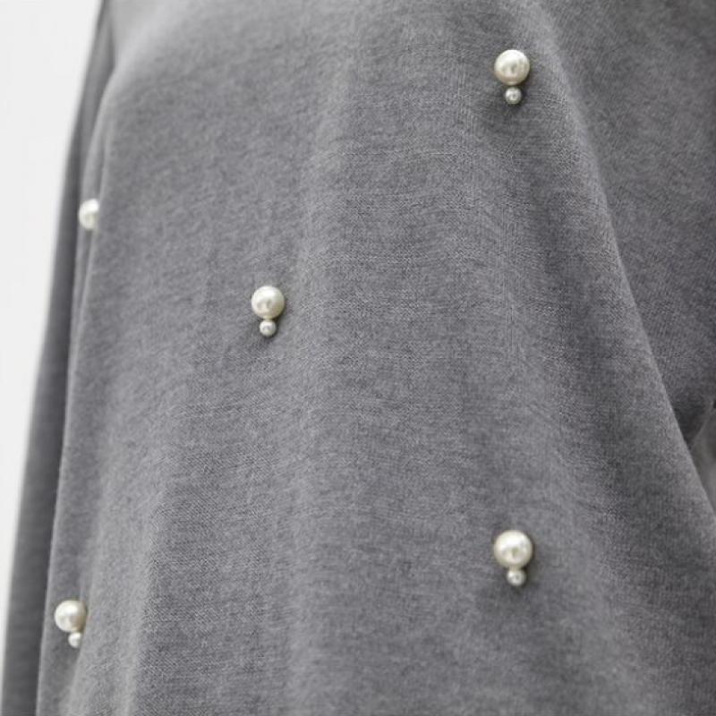 Shiz Madam Women S Round Knit Pearl Detail Balloon Sleeve Top T57207