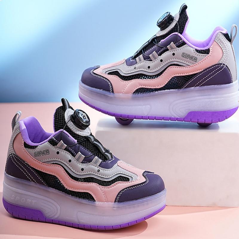 

Charging LED Light up Roller Skates Walk Shoes with Wheels Rotation Button for Children And Adults Single Row Insole Game 29