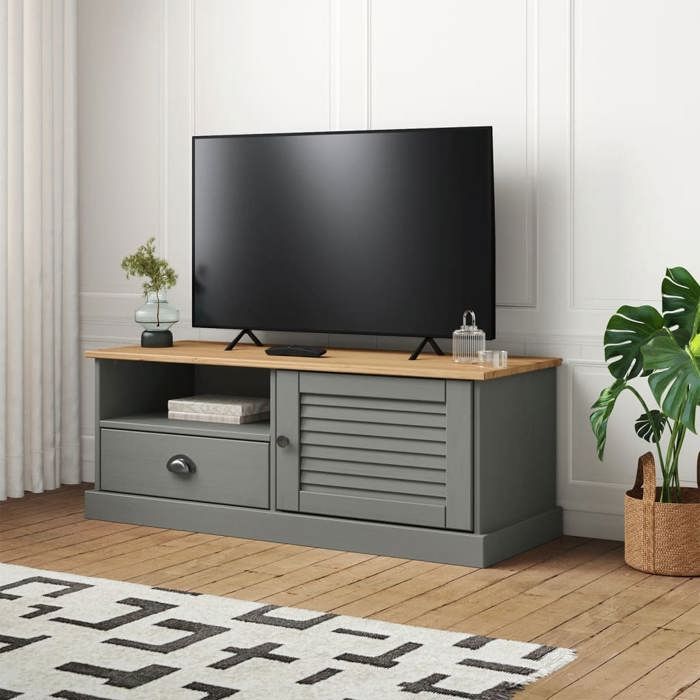 VidaXL Meuble TV VIGO gris 106x40x40 cm bois massif de pin 353177