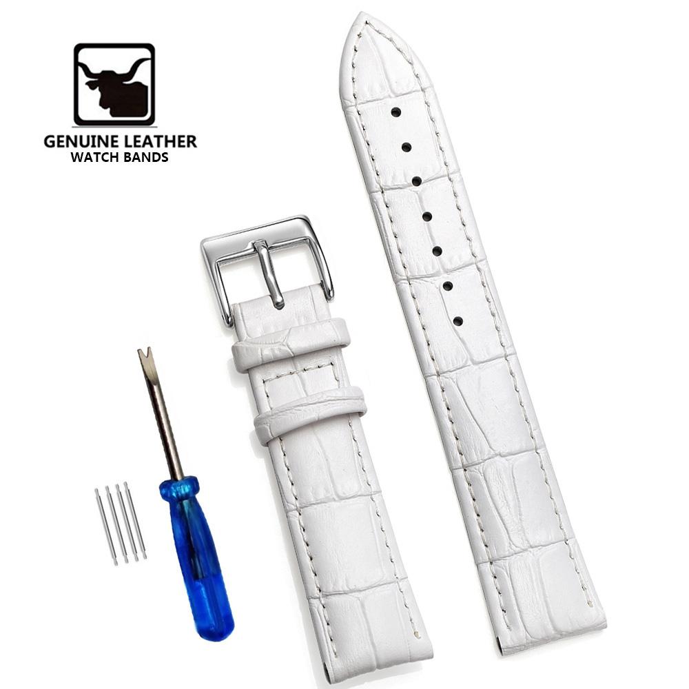 Cowhide Genuine Leather Watch Strap 12/14/16/18/20/22/24 mm Watch Pin buckle Band Soft Wrist Watchband Bracelet + Tool