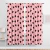2PCS Pink Brown Heart-shaped Curtains   Sweet and Cool Style   Bedroom and Living Room   Decorative Curtains with Drawbar Pockets