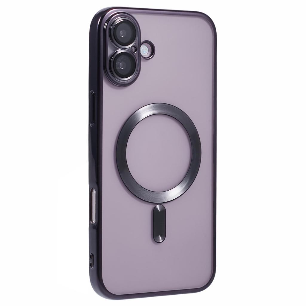 For iPhone 16 Plus Magnetic Case Electroplating TPU Phone Cover with Lens Film