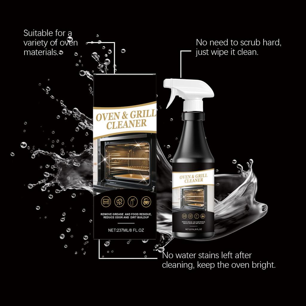 Powerful Oven Cleaner Spray Removes Stubborn Grease Burnt Residue Effortless Cleaning 237ml Plastic Bottle