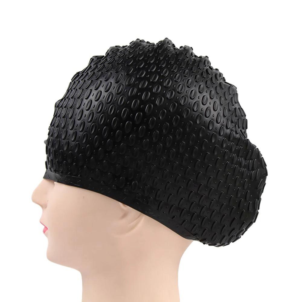 Soft Diving Hat Solid Color Swim Head Hood Water Drop Texture Silicone Swimming Cap  Pool