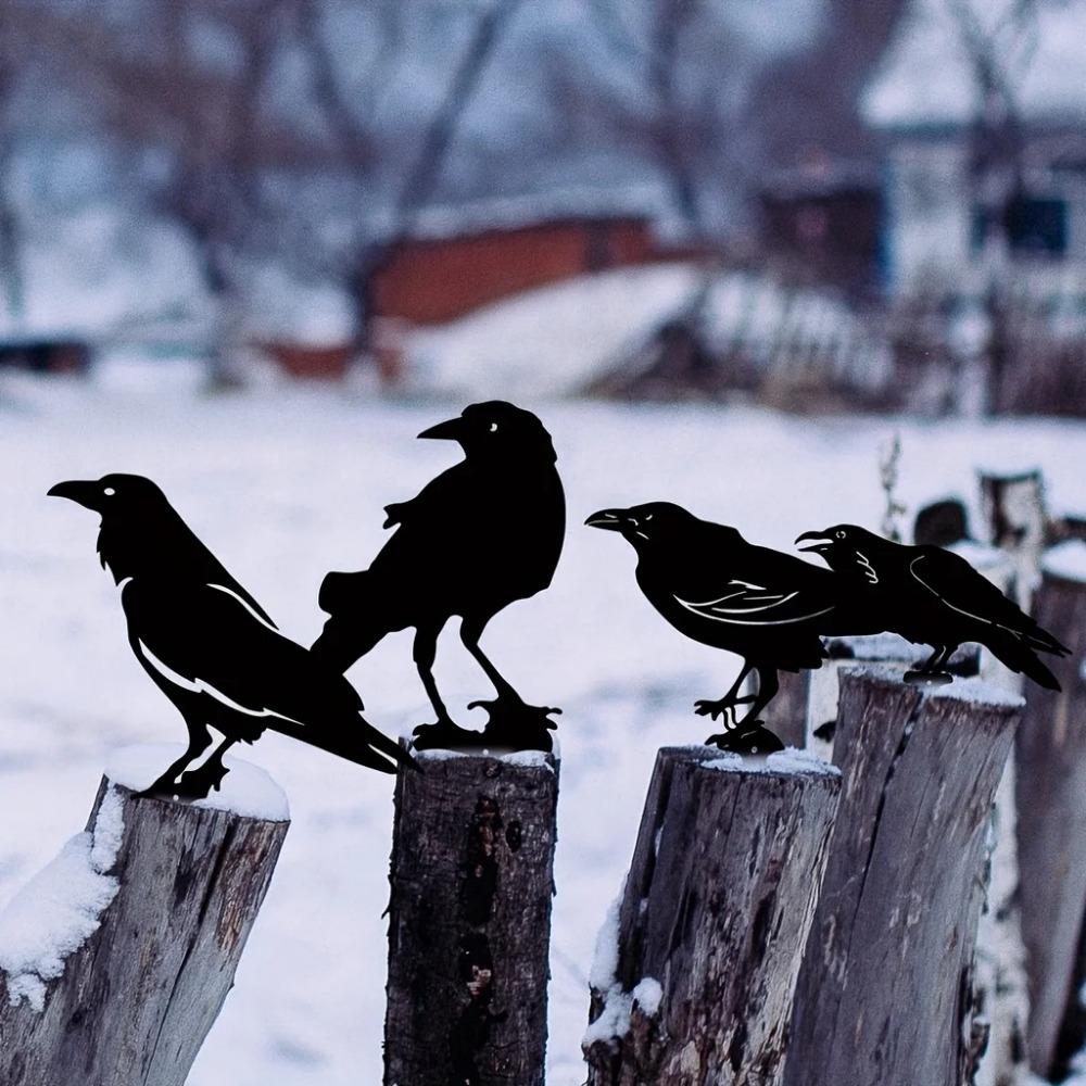 1pc Black Crow Silhouette – Cute Metal Bird Garden Statues, Decorative Yard Stakes for Lawn, Garden, and Outdoor Decorations
