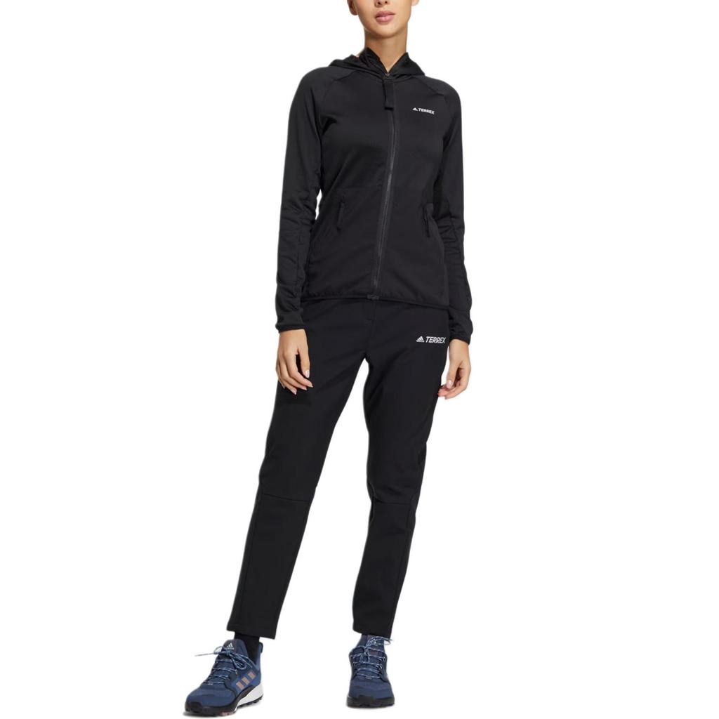 Adidas Brushed Pants Solid Color Letter Logo Print Outdoor Sports Pants Women Pants Black HN2003