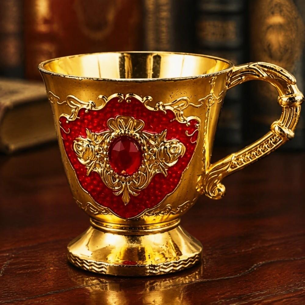 Gold Red Vintage Mini Wine Cup Zinc Alloy Metal Cup Ornament Shelf Decoration