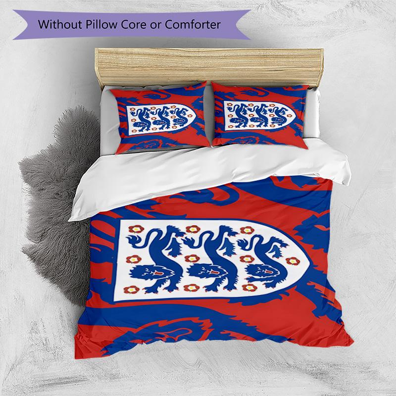 Set Copripiumino con Stampa Stemma Calcio Inghilterra – include 1 copripiumino e 2 federe coordinate Arredo Camera da Letto Regali di Natale