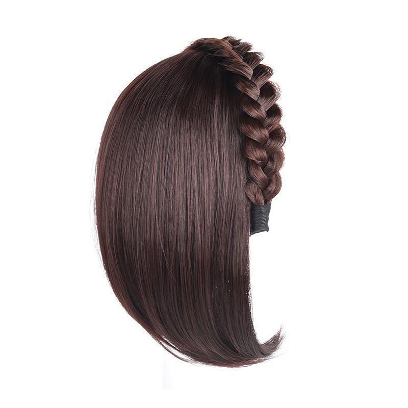 Stirnband-Perücke Kurzes Haar für Damen Fischgräten-Clip Integriertes Haarteil Haarschmuck Sofortiges Volumen