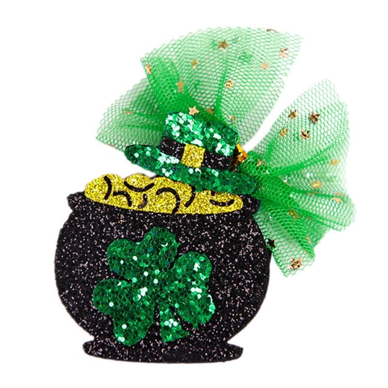 

Green Clovers Hair Clip St Patricks Day Hairclip Holiday Headdress Irish National Day Celebrate Barrettes Festival Props