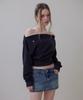 ROSEFRANTZ Crop Off Shoulder Sweatshirt [Charcoal]