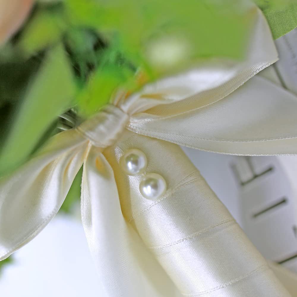 Champagne Wedding Bouquet for Bride Bridesmaid Artificial Roses Bouquet for Wedding Church Home Decoration, Gifts