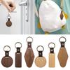 Vintage Wood Keychain Personalized Engraving Keyring Pendant Wooden Pu Leather Key Chain for Car Keys Bags Cameras