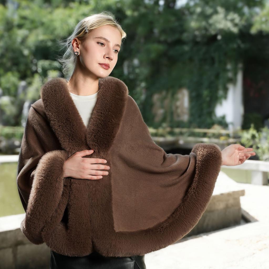 Autumn and Winter New Thick Knitted Cloak Cheongsam Solid Color Versatile Wool Shawl Warm Evening Dress Outer Cloak