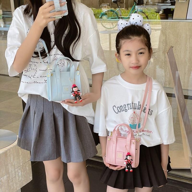 English Solid Letters Color Smooth Satchel Durable Kids Small Bag Crossbody