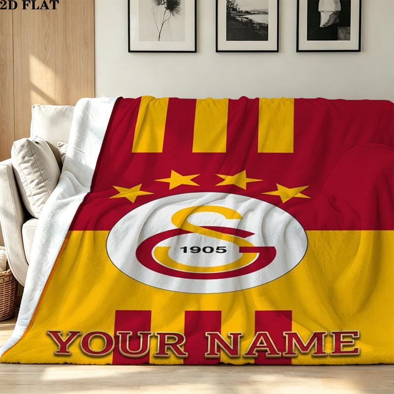 1PC Galatasaray S Custom Name Patterned Flannel Blanket Suitable For All Seasons for Home Decor Warmth and Comfort Gifts Holiday Present