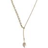 Women's Freshwater Pearl Y-Shaped Clavicle Necklace with Adjustable Sliding Buckle