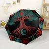 Heiliger Baum Mandala Automatischer Regenschirm Stabiler 8-Speichen-Schaft Robuste Konstruktion für Damen/Herren Modefans Geschenk für Festivals