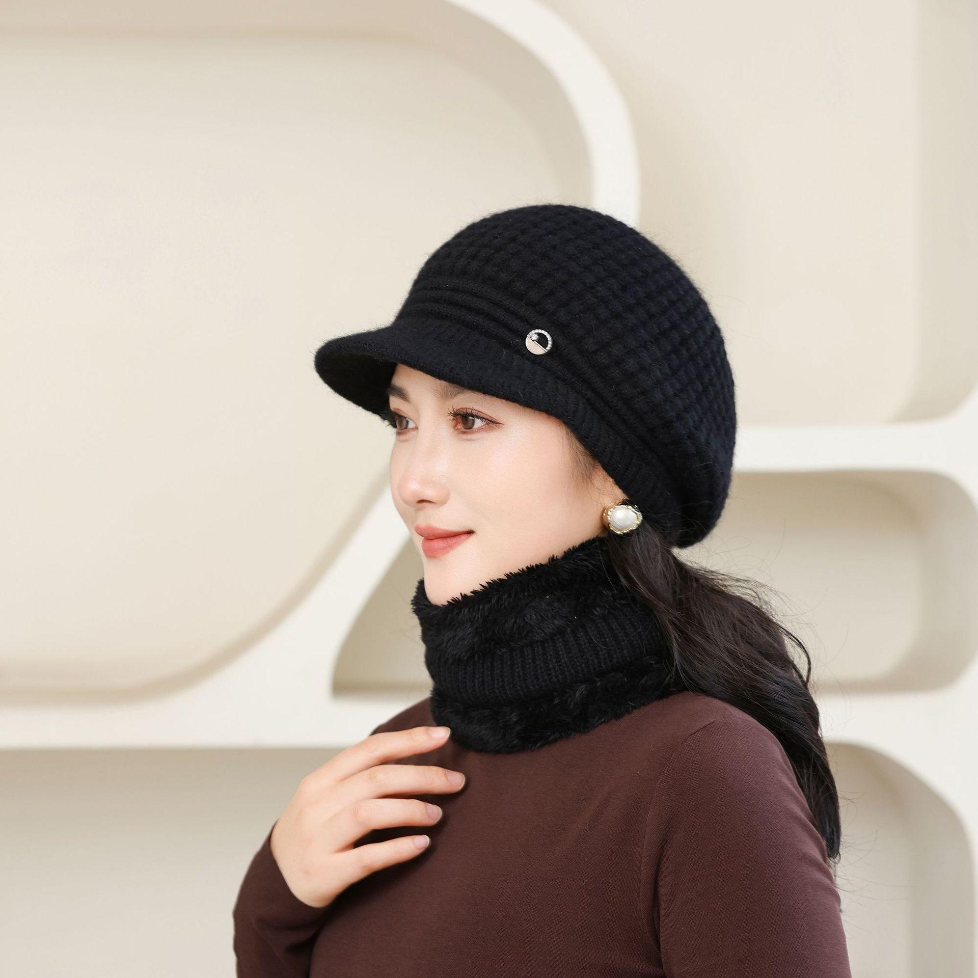 

Winter Hat Old Lady Warm Plus Velvet Ear Protection Hat Plus Velvet Mother Hat Rabbit Hair Man Knit Hat average size